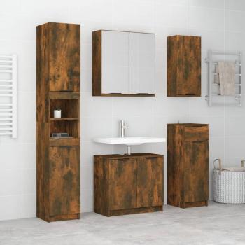 Conjunto de baño 5 piezas roble ahumado