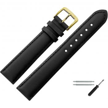 MARBURGER 18mm Leder Uhrenarmband Schwarz