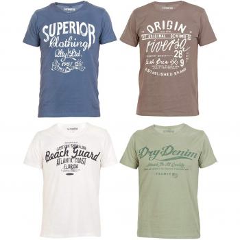 Herren T-Shirt Leon 4er Pack Rundhals O-Neck mit Print