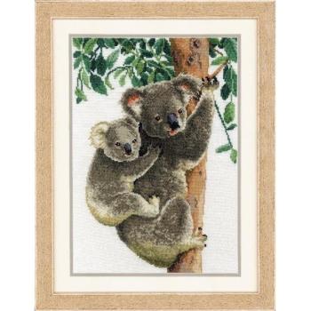 Kreuzstich-Set für Anfänger: Koala mit Baby – 27 × 38 cm, Zählmuster