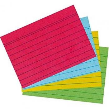 HERLITZ Fiches Bristol 170g A7 Ligné Assorties 4 Couleurs
