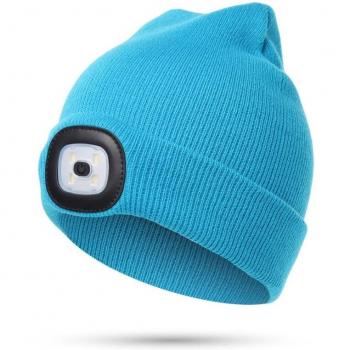 4-LED Nighttime Beanie Hat for Kids USB Rechargeable