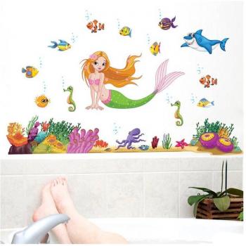 Large Underwater Little Mermaid Wall Decals 95 x 140 cm