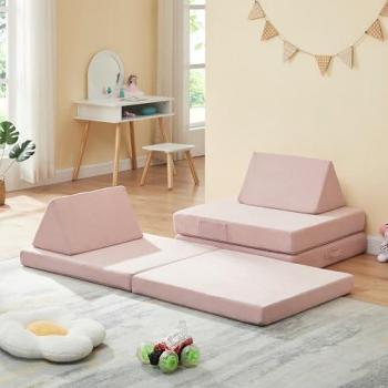 Norhulta Lounge Set Modulare Velluto Rosa 150x66x46 cm per Bambini