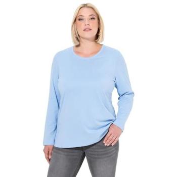 Ulla Popken Damen T-Shirt, Große Größen, Blau, 58/60