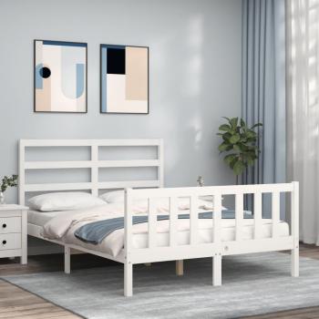 Jinlefu White Bed Frame 140x190 cm Solid Pine