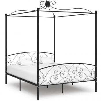 Black Metal Canopy Bed Frame 160x200 cm