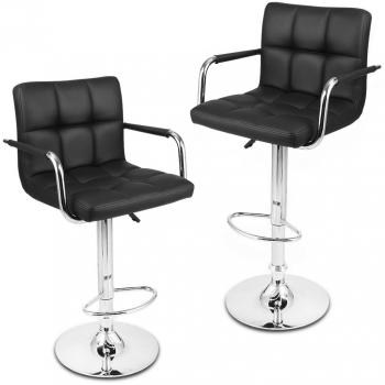 LANGRIA Counter Height Bar Stools with Chrome Footrest (Set of 2)