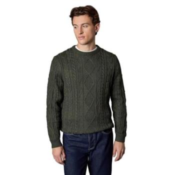 Men’s Burton Cable Knit Khaki Crew Neck Pullover – Small