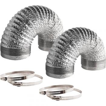 8'' Non-Insulated Flexible Aluminum Foil Ducting Dryer Vent Hose with 2 Clamps