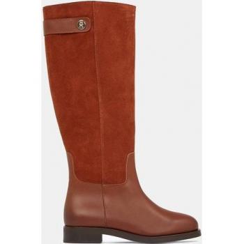Tommy Hilfiger Klassische Stiefel Th Stud Leder-Mix Langstiefel Braun 40 Damen