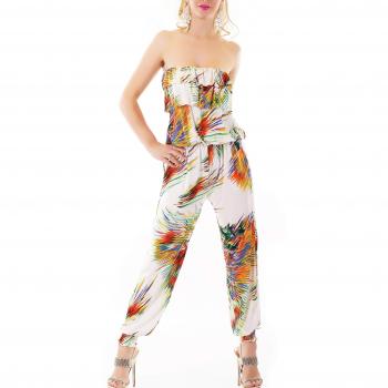 Volant Maxi Jumpsuit Bandeau Cocktail Style Print Einheitsgröße