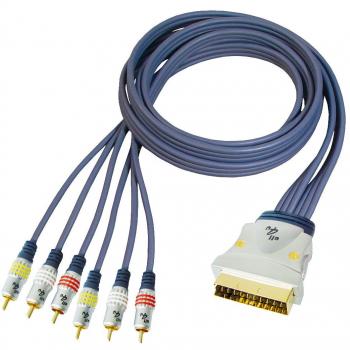Câble Scart/RCA Mâle/Mâle 3 m Bleu Foncé