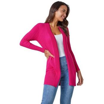 Cardigan long rose côtelé Roman Roman