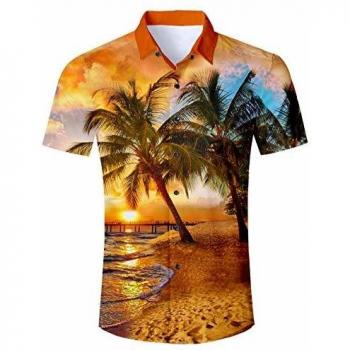 Palm Grove Casual Hawaiian Tee – Men's XXL