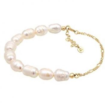 Bracciale Elegante con Perla d'Acqua Dolce in Argento 925 Placcato Oro per Donna