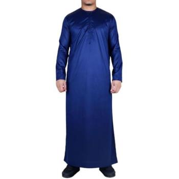Classic Navy Islamic Thobe Robe – Regular Fit