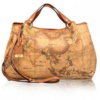 Alviero Martini 1a Classe Women's Brown Classic Geo Print Handbag with Adjustable Strap