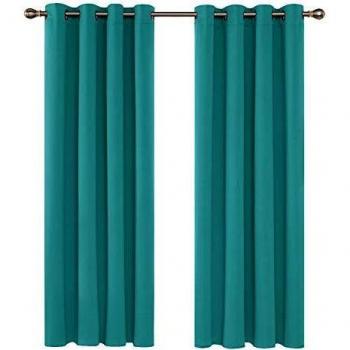 Deconovo Verdunkelungsvorhänge Extra Warm Ösenvorhang 175x140 cm Türkis 2er Set