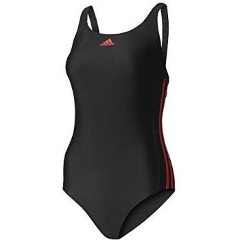 Damen-Badeanzug Adidas Essence Stripes in Schwarz/Pink, Größe 40