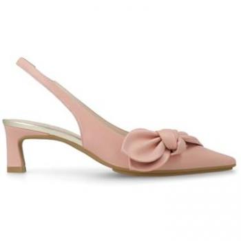 Chestina Lodi Rosado: Zapato de tacón slingback con lazo delicado