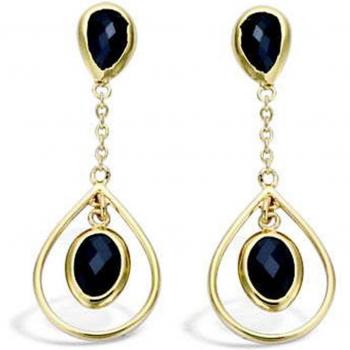 Les Trésors De Lily 30 × 13 mm Black Sissi Earring Set (L7655) – Gold Plated
