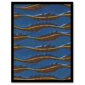 Blue Feather Harmony – Antique Japanese Artprint with Framing (A4)