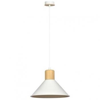 Sospensione Rowen 1 Luce Acciaio Bianco Legno