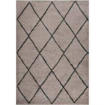 Tappeto a Pelo Alto Beige e Antracite 140x200 cm