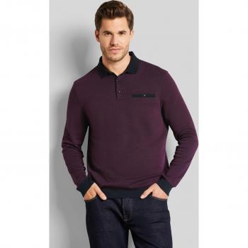 Bugatti Bordeaux Langarm-Poloshirt mit 2-Tone-Design