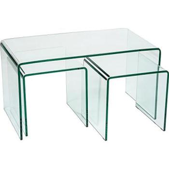 Living Room Clear Glass Modena Coffee Table Set – Sleek Modern Style