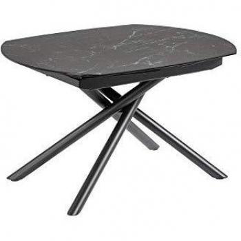 Kave Home Yodalia Table à rallonge 130 x 90 cm Porcelaine Pieds en acier Finition noire