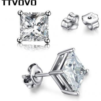 TTVOVO Sterling Silver Square Stud Earrings