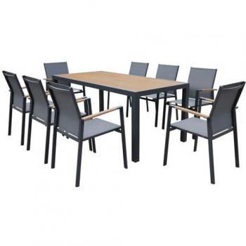 Palermo Garden Set Gris Textilene con Aluminio Antracita – 8 Personas