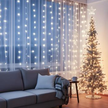 Cortina de Luces Navideñas 2m×2m 200 LEDs IP44 (Blanco Frío)