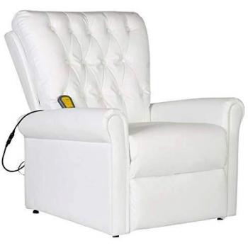 VidaXL Sillón Masajista Piel Sintética Blanco Reclinable