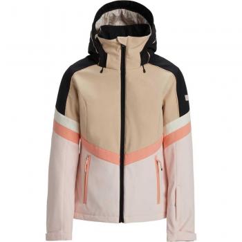 Cappuccio Giacca Roxy Peak Chic: Beige Scuro con Accenti Rosa e Nero, Donna XS