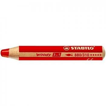 STABILO Crayon multitalents woody 3 en 1 rond rouge