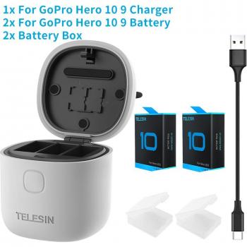 Batería recargable TELESIN para cámaras GoPro 10, 9, 8, 7, 6, 5