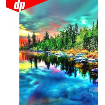Ankünfte Vollrund Diamantstickerei Landschaft 20x30