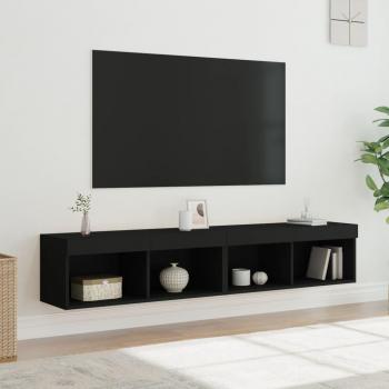 Mobili Porta TV con Luci LED 2 pz 80x30x30 cm Neri