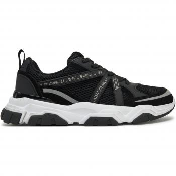 Cavalli Black Mesh Leather Sneakers (78QA3SH5)
