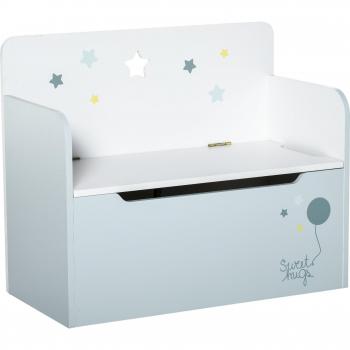 Spielzeugkiste und Sitzbank für Kinder, 60x30x50cm, Hellblau
