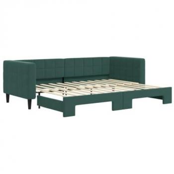 Lit de jour velours vert foncé 80x200 cm avec lit gigogne