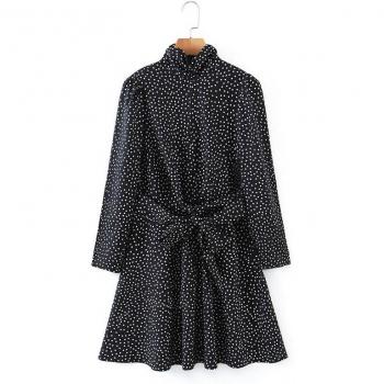 Vestido Tangada de Mujer con Manga Larga y Estampado de Puntos SL600