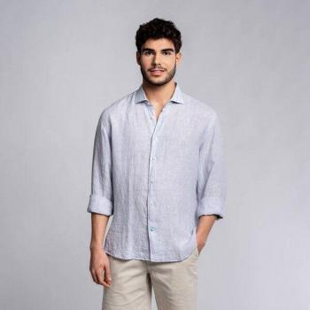 Camisa Lino Phuket Gris con Rayas