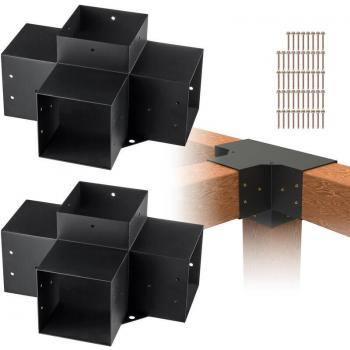 Mophorn 152x152mm Pergola Corner Bracket Duo – Heavy Duty Woodworks Post Base