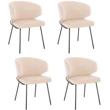 Velluto Amara, Colore Beige – Sedia da Pranzo 4x (Home Deluxe)