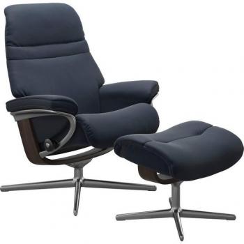 Stressless Sunrise Relaxsessel – Blau Paloma, Cross Base, Holzakzent in Wenge – Größen S, M, L – Leder PALOMA (semianilin)
