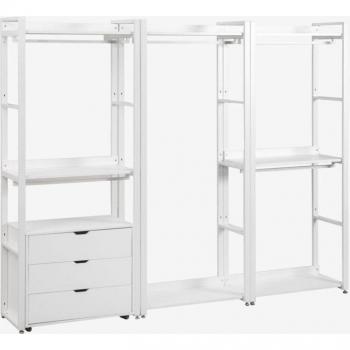 Rangement Polyvalent Modulaire 3 Espaces avec tiroirs en acier, finition bois Ariaster Sklum Blanc